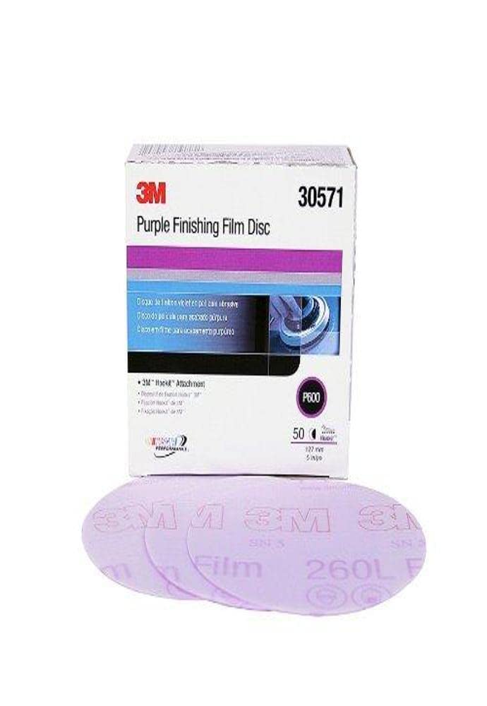 3M Hookit Purple Finishing Film Abrasive Disc 30667, 6 in, 1500+ Grade, 50 Pack, Clear Coat Sanding, Paint Finishing, Defect Removal, Long Lasting