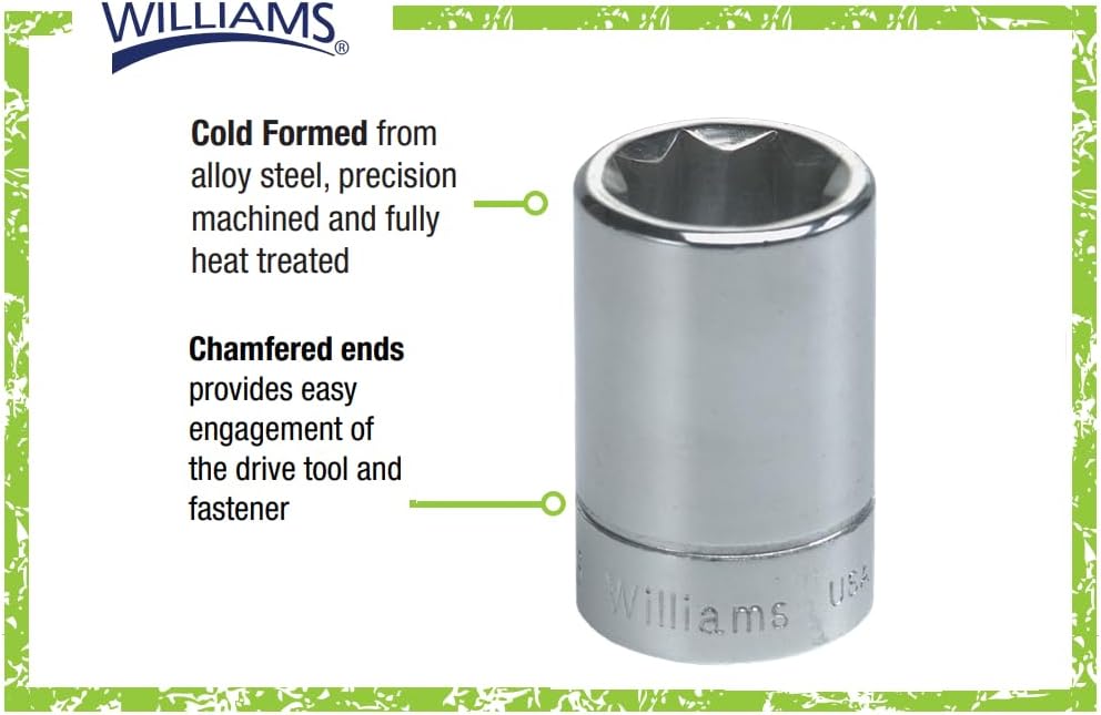 Williams JHWWSBD-7RC SuperTorque 7-Piece 3/8-Inch Drive 8 Point Socket Set Lobular Openings Chamfered Ends High Polish Chrome Finish