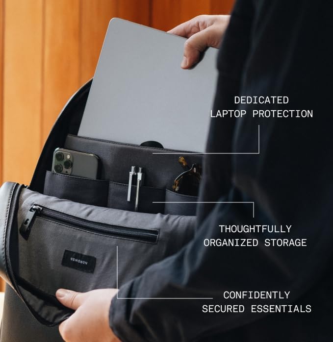 Slim Workplace Leather Backpack NW108 (Black)