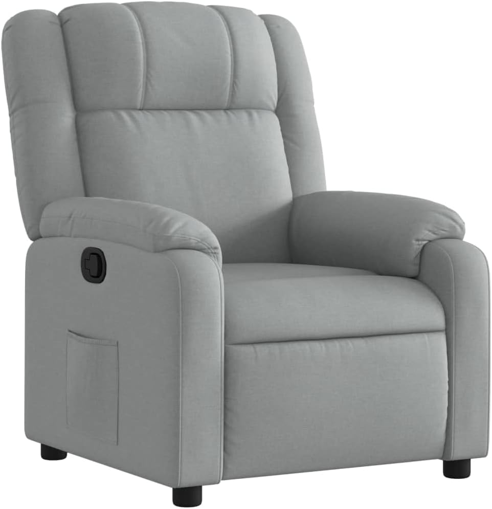 vidaXL Adjustable Wingback Recliner Chair - Light Gray Fabric, Manual Recline, Foam Padding, Lounge Armchair for Living Room, Elderly Support