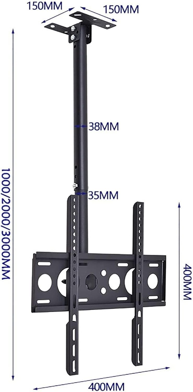 Adjustable Ceiling TV Mount Bracket, 360° Rotation & Tilt, Supports 32-55 Inch TVs, Max 50kg Load, 2m Telescopic Length, Wall & Ceiling Mount(3m)