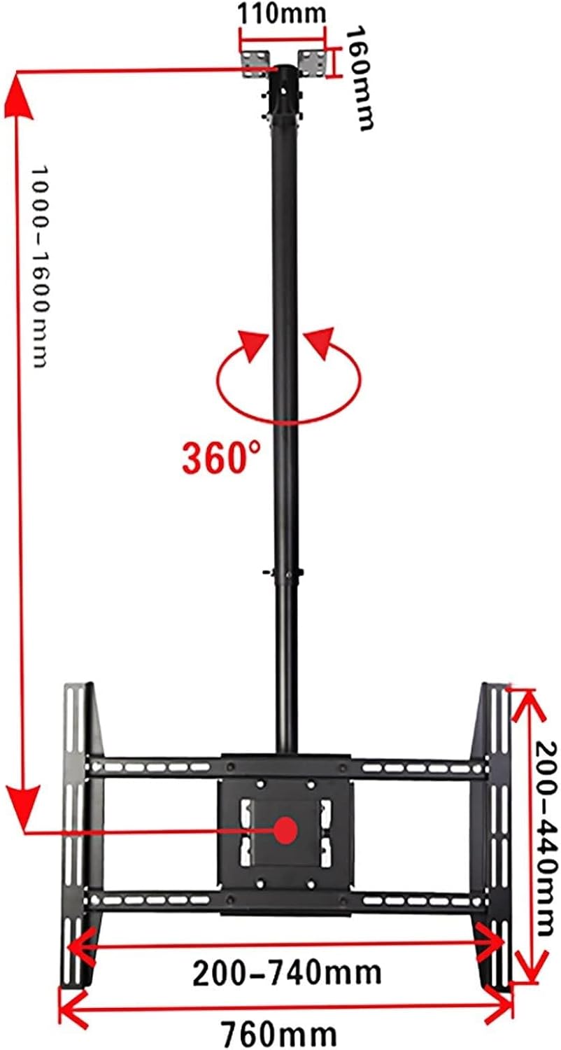 Adjustable Ceiling TV Mount, Swivel & Tilt TV Bracket for 55-75 Inch TVs, Max Load 176 lbs, 3.6m Extension, Wall or Ceiling Installation(2.6m)