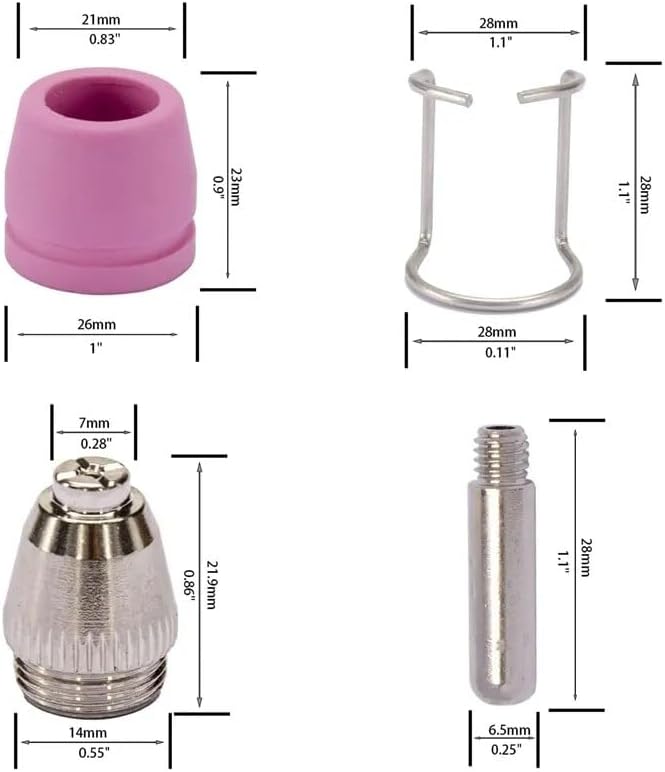 100pcs SG-55 AG-60P WSD-60 Plasma Cutter Consumables,Plasma Cutter Cutting Torch Tip Nozzles Consumables Kit