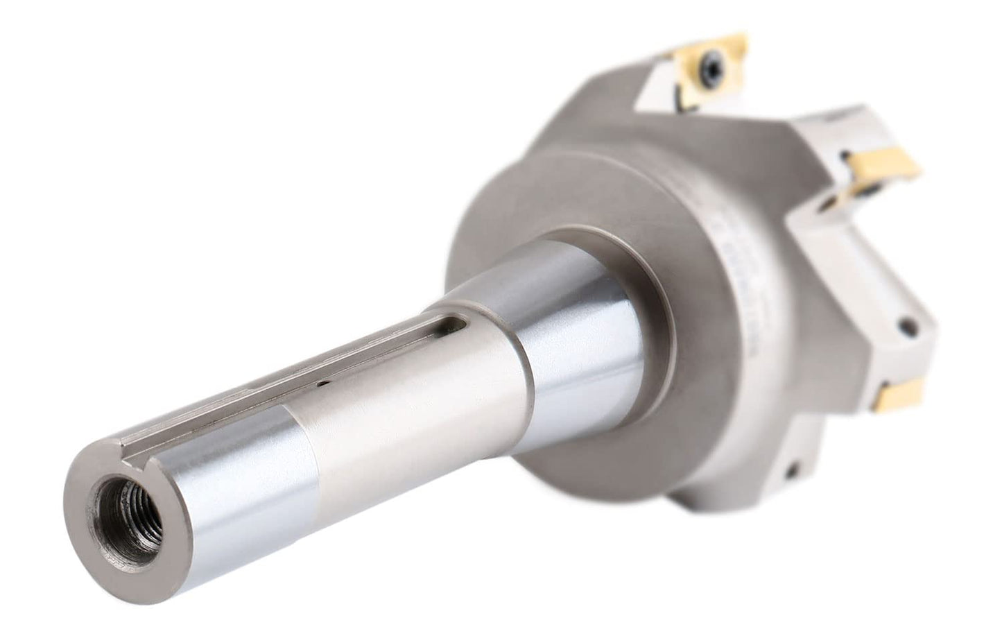 Accusize Industrial Tools 3 inch Cutting Diameter x 6-1/4'' Oal 90 Degree R8 Shank Indexable End Mill with 6 Apkt1604 Carbide Inserts, 0028-6908