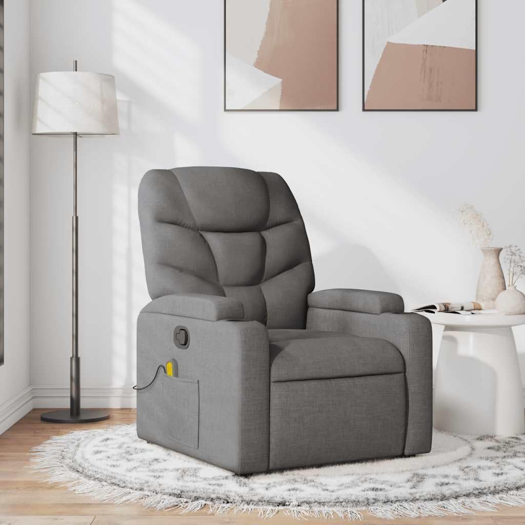 vidaXL Massage Recliner Chair, Adjustable Reclining Armchair for Elderly, Wingback Recliner for Home Theater Cinema, Modern Style, Dark Gray Fabric