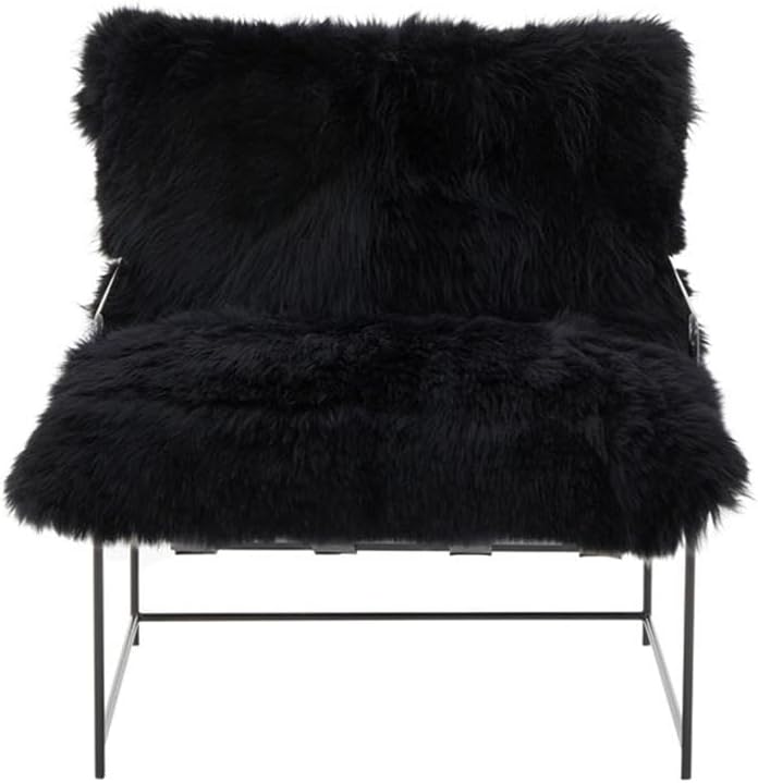 Tov Furniture Kimi Black Genuine Sheepskin Living Room Accent Chair