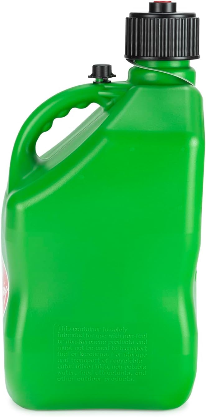 VP Racing 3562-CA, 5.5 Gallon Square Motorsport Jug Green w/ 14" Standard Hose (2 Pack) Close-Trimmed Cap and Neck for Tight Seal