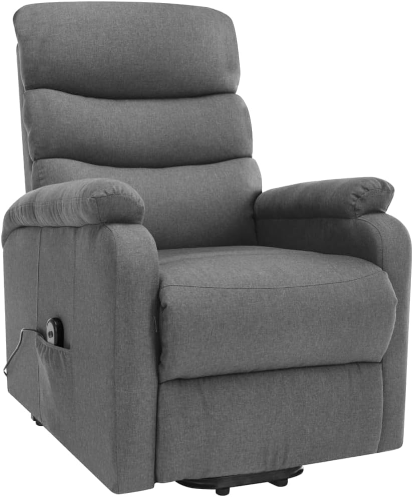 Standing Massage Recliner, Electric Lift Recliner Sofa for Seniors, Sofa Living Room Chair with Vibration Massage and Waist Heating, Light Grey Fabric