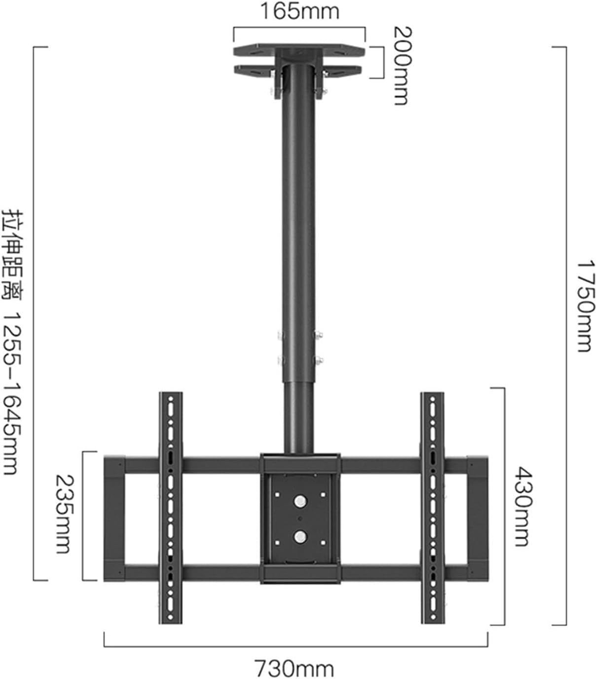 Adjustable Height Ceiling TV Mount Bracket, 39-85 Inch LCD Flat TV, 360° Rotation, Metal Expansion Screw Fixing, Wall & Ceiling Mount
