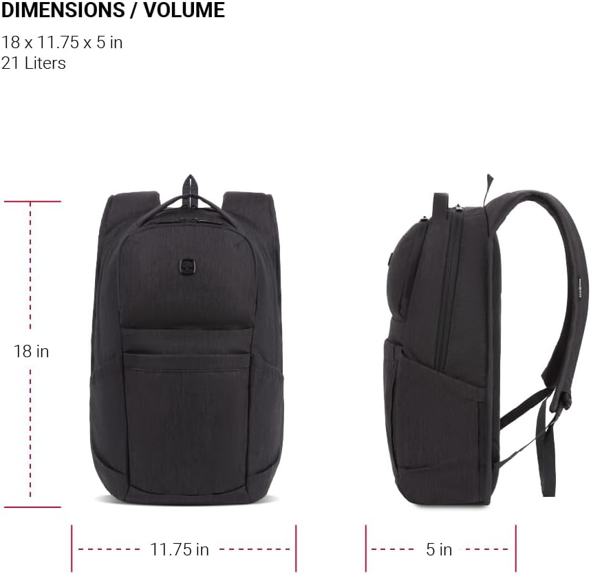SwissGear 8183 Laptop Backpack, Charcoal Heather, 18 Inches