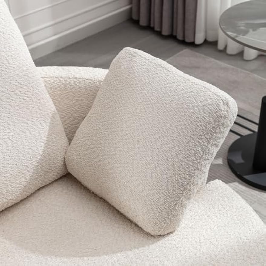 Swivel Accent Chair, Oversize Round Swivel Chair Cozy Club 360 Degrees Single Sofa with 3 Pillows Fabric for Living Room, Lounge, Hotel, Beige