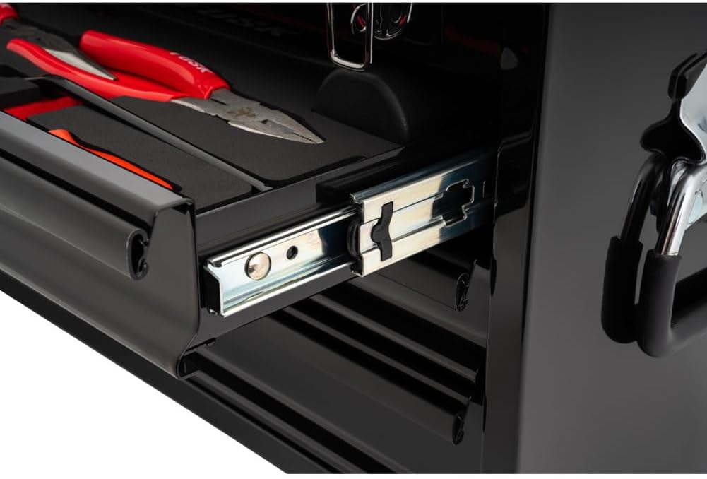 TUSK 3 Drawer Shop Tool Box with Resettable Combo Lock with 129-piece Count Tool Set-Durable Chrome Vanadium Steel