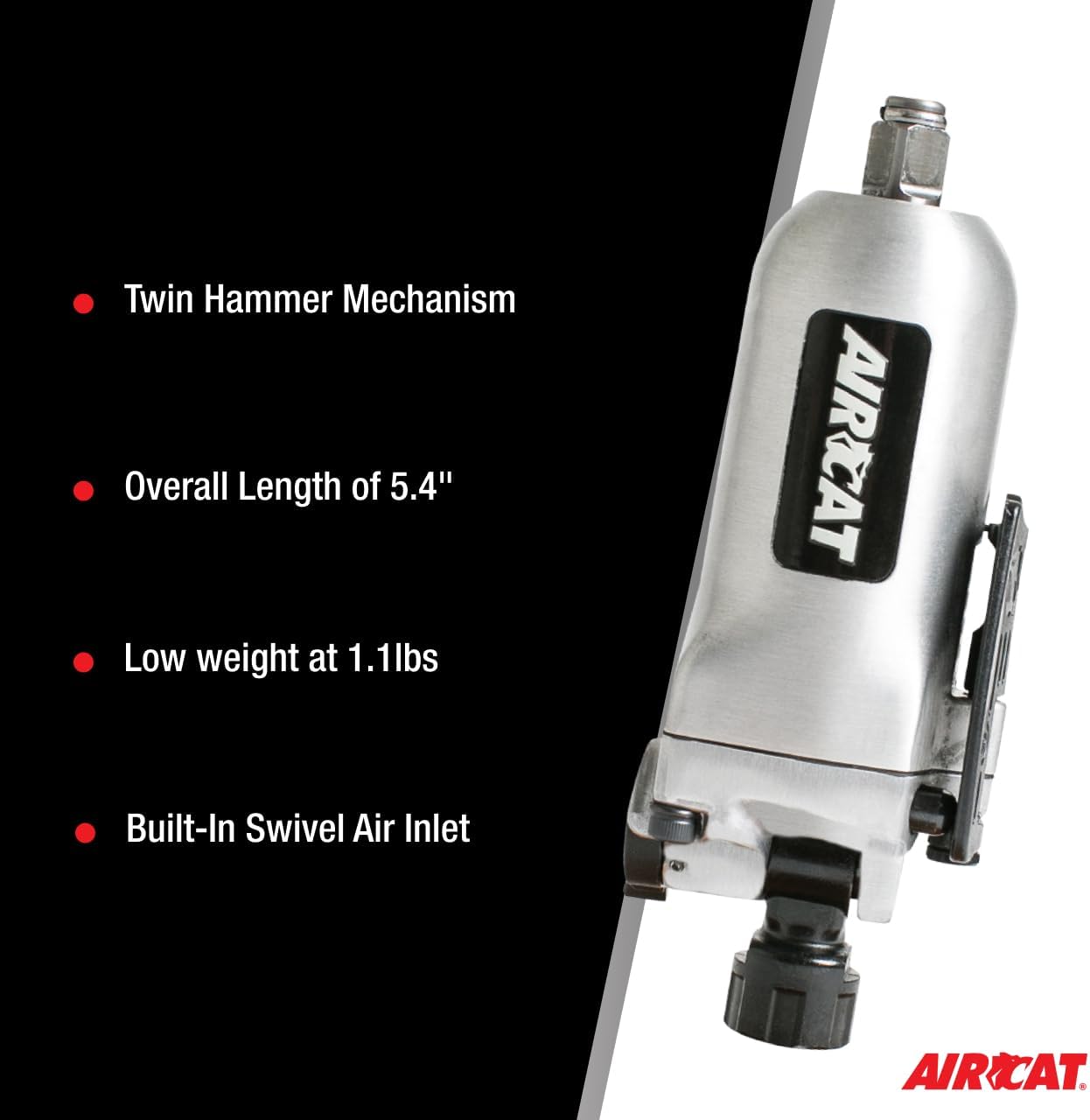 AIRCAT Pneumatic Tools 1320: 3/8-Inch Butterfly Impact Wrench with Built-In Air Inlet 100 ft-lbs of Torque