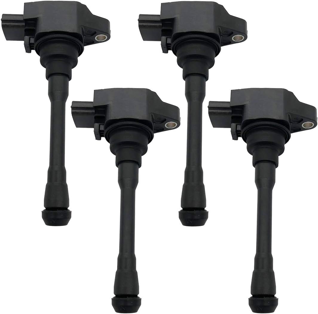 22448-1KT0A 4pcs Set Ignition Coils Fits for Nissan Altima Cube Murano Sentra Rogue NV200 Pathfinder Versa 1.8L 2.0L 2.5L, for Infiniti FX50 M56 Q70 Q70L QX60 QX70 2.5L 5.0L 5.6L C1838 UF708
