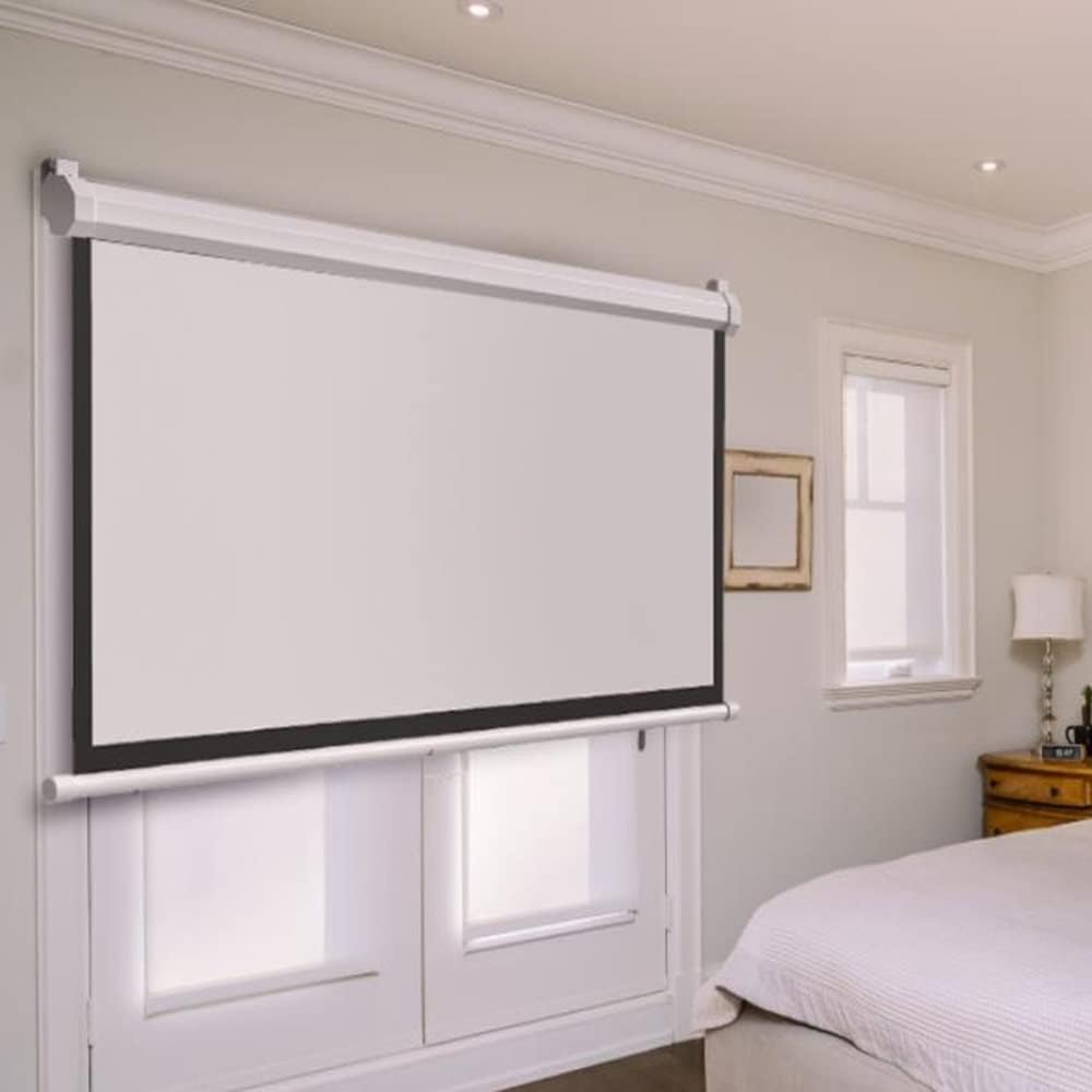 60'' Projector Screen Manual Pull Down Projection Screen Outdoor Portable HD Screen 4:3 Format Great for Home Theater Presentation (60inch 16:9)