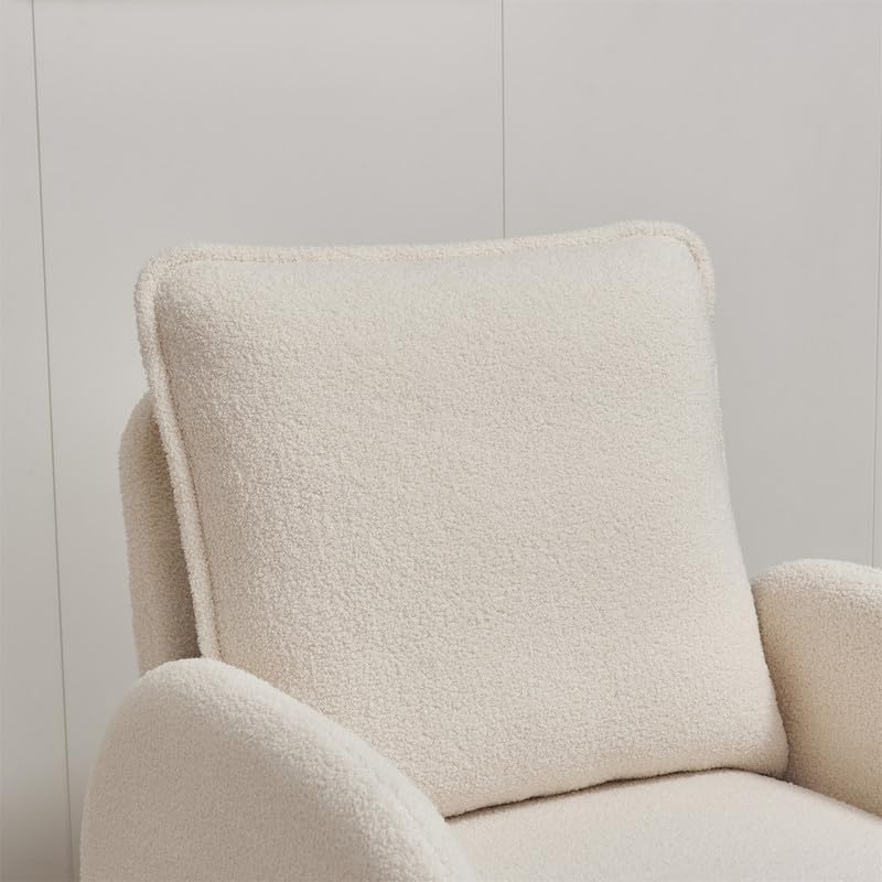 Accent Chair, Accent Chairs for Living Room with Backrest & Armrest, Upholstered Living Room Chair in Lamb Fabric, Comfy Armchair Reading Chair for Bedroom, Small Space, Office, Reading Room, Beige