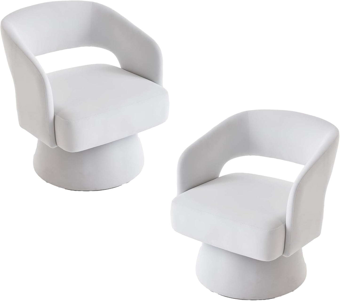 Swivel Accent Chair Set of 2, 360 Degree Rotating Barrel Accent Chair Velvet Upholstered Living Room Chair with Ergonomic Open Backrest Mid Century Modern Single Sofa for Bedroom (Black)
