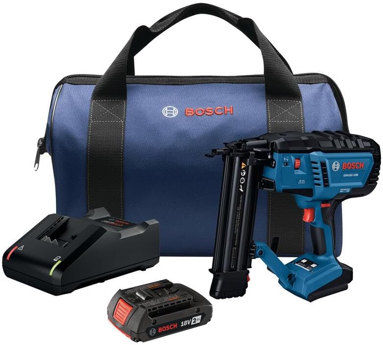 BOSCH GNH18V-18MN 18V Brushless 18-Gauge Brad Nailer - Cordless Power, Fastens up to 2,000 Nails per Charge, One-Handed Activation, Tool-Free Jam Clearing, Double LED Light (Bare Tool)