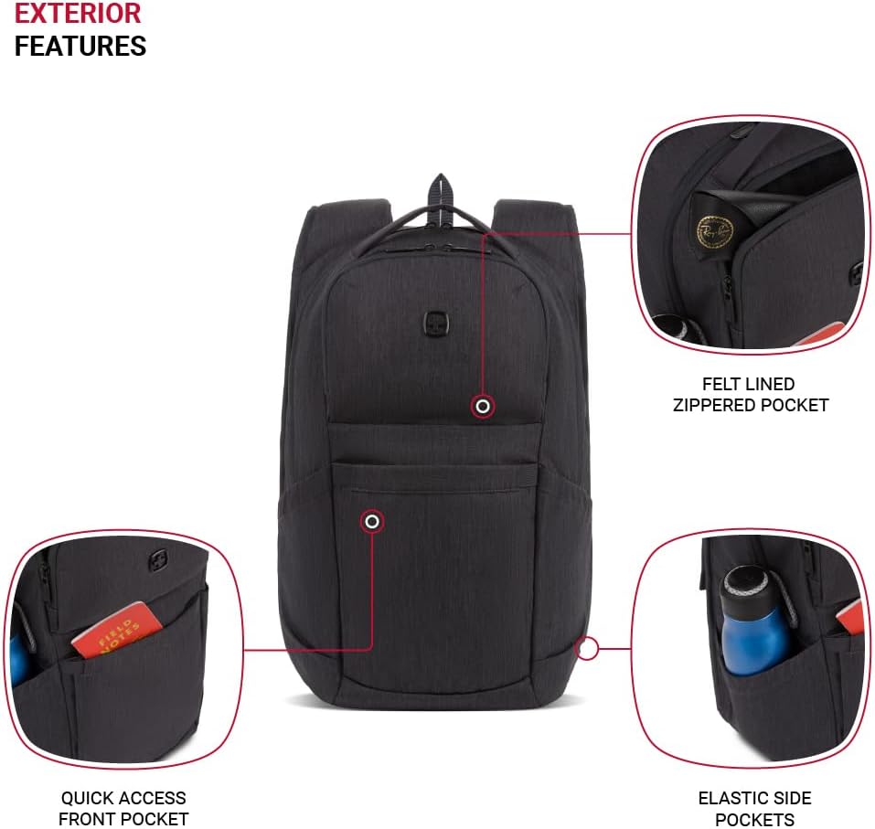 SwissGear 8183 Laptop Backpack, Charcoal Heather, 18 Inches