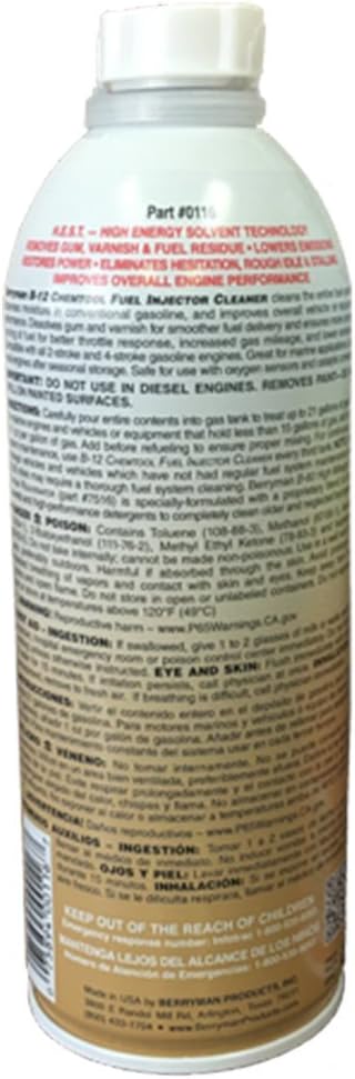 Berryman (0116-12PK) B-12 Chemtool Carburetor/Fuel Treatment and Injector Cleaner - 15 oz., (Pack of 12)