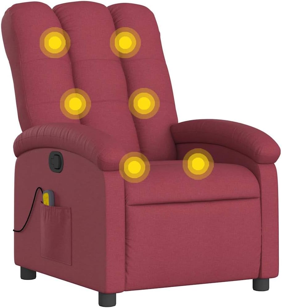 vidaXL Light Gray Fabric Massage Recliner Chair - Manual Tilt, Vibrating Home/Living Room Lounger with USB, Comfy Armrest, Side Pocket