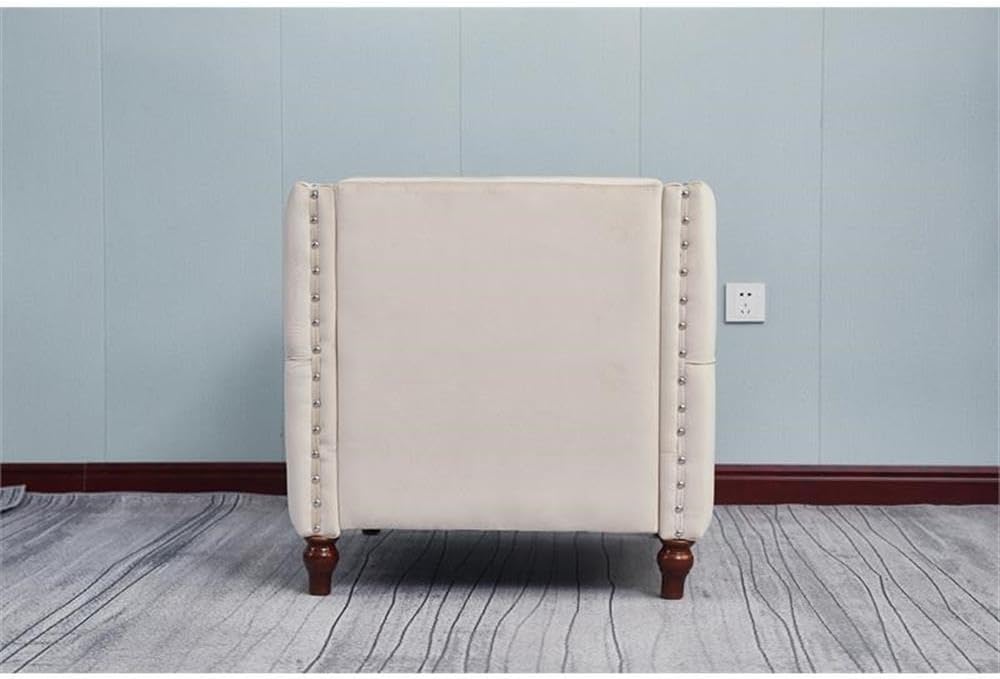 Avin Velvet Nail Head Livingroom Chair in Beige
