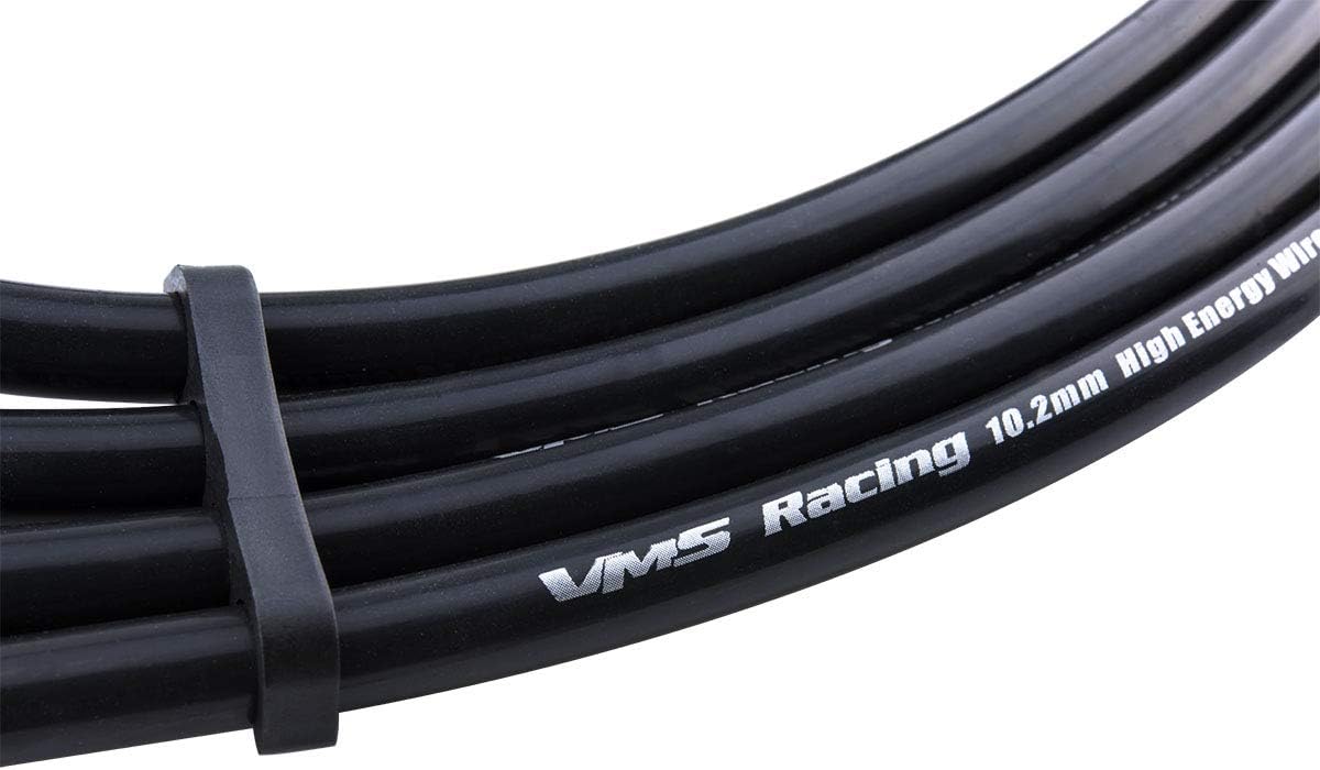 VMS RACING 10.2mm High Performance Engine Ignition Spark Plug Wires Wire Set in Black Compatible with Honda Acura Integra B18 B18b Db7 Db8 Dc2 Dc3 Dc4 Sir 2 GSR Itr Type R Dohc VTEC Non-VTEC 94-01