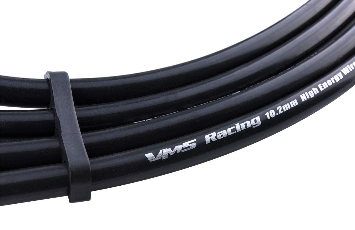 VMS RACING 92-95 Black Performance Ignition Spark Plug Wires Set Compatible with Honda Civic Dx Lx Cx Ex Si 1.5L & 1.6L Sohc Engines D15 and D16 1992-1995