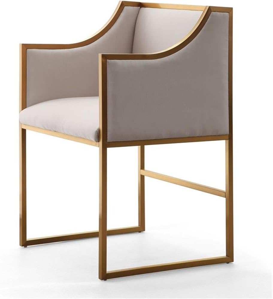 Tov Furniture The Atara Collection Velvet Upholstered Living Room Accent Chair with Stainless Steel Base, Cream