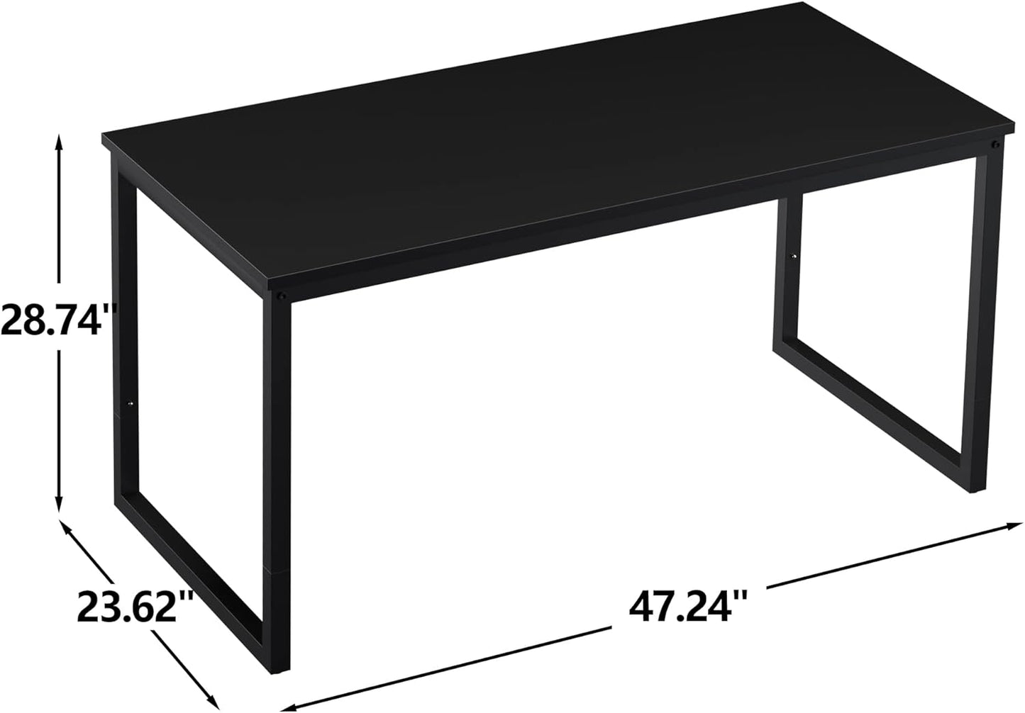 SUPER DEAL Computer Desk 47 Inch Modern Sturdy Office Desk PC Laptop Notebook Simple Writing Table for Home Office Workstation, Black