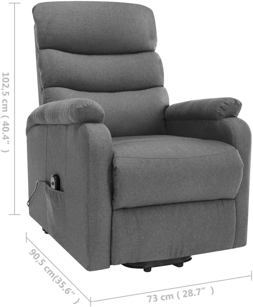 Standing Massage Recliner, Electric Lift Recliner Sofa for Seniors, Sofa Living Room Chair with Vibration Massage and Waist Heating, Light Grey Fabric