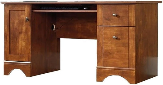 BOWERY HILL Wood Home Office Computer Desk with Tower Drawer in Brushed Maple