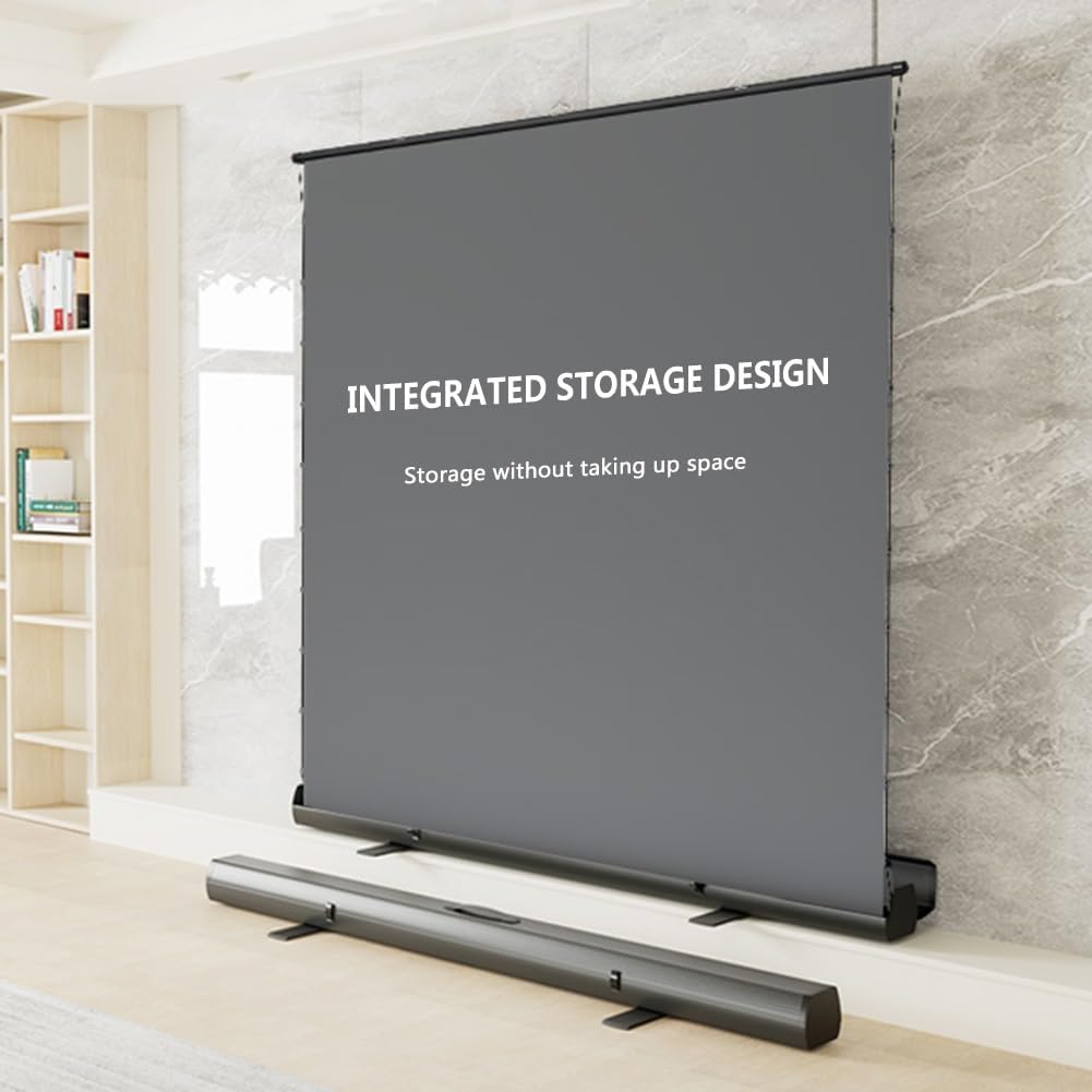 60/72/80/92in 4K HD Movie Screen with Adjustable Height, 3D Ultra HD Floor Pull Up Scissor Backed Projector Screen for Outdoor Indoor(72 Inch)