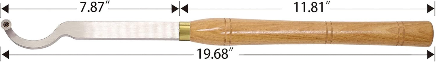 AT04 Carbide Tipped Wood Turning tools Lathe set Rougher Detailer Finisher Swan Neck Hollower with Solid Wood Handle and Diamond Round Square Carbide Inserts 4pcs