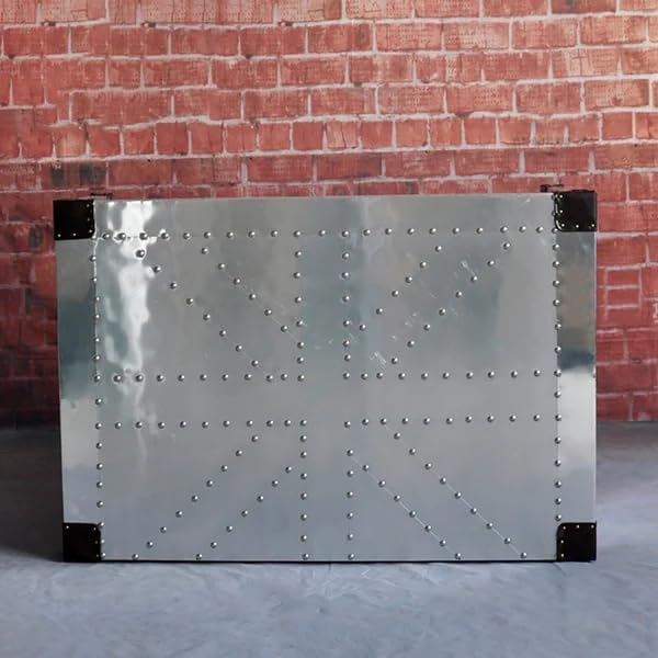Aluminum Aviator Writing Desk Industrial Modern Home Office Table with Drawers Mid Century Decorative Furniture