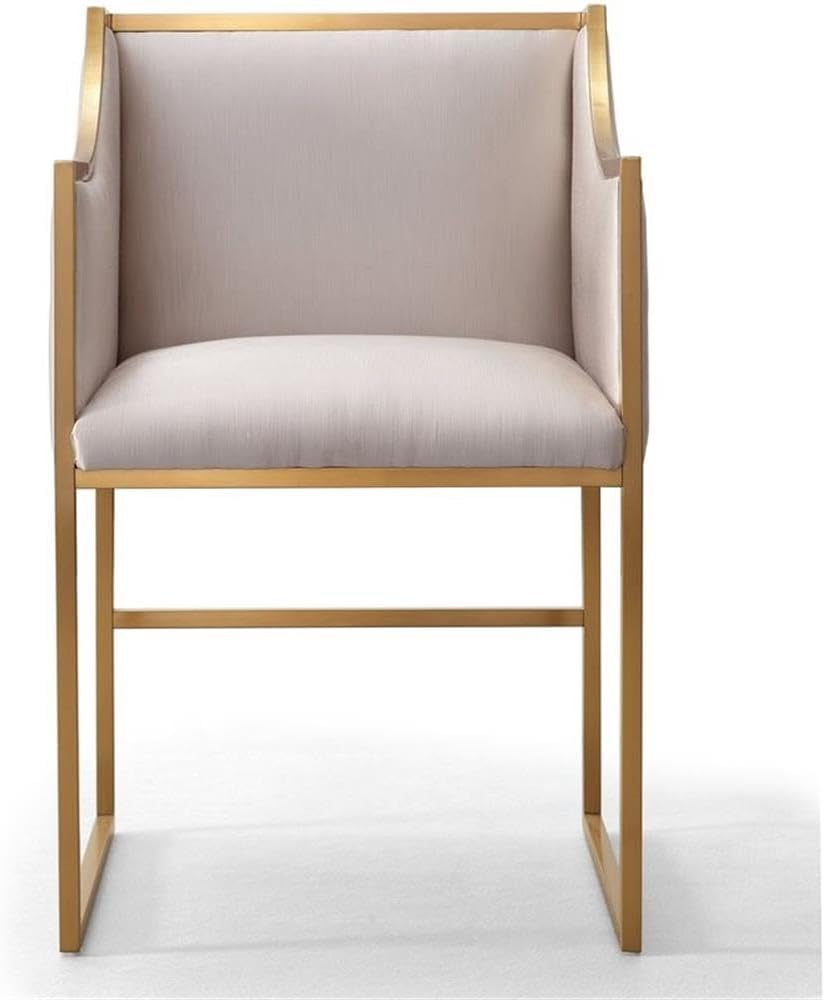 Tov Furniture The Atara Collection Velvet Upholstered Living Room Accent Chair with Stainless Steel Base, Cream