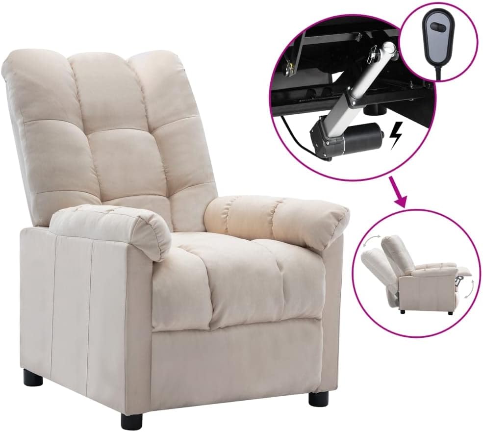 vidaXL Recliner Chair, Leisure Lounge Recliner for Home Theater Cinema, Adjustable Versatile Sleeper Chair for Living Room, Cream Fabric