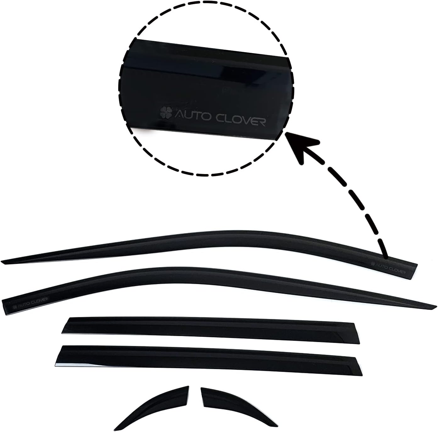 AUTOCLOVER Tape-On Rain Guards Window Visors 6 Pcs Set for Toyota Rav4 2019 2020 2021 2022 2023 2024 2025 / Window Deflectors, Out-Channel Vent Shades (Smoked)