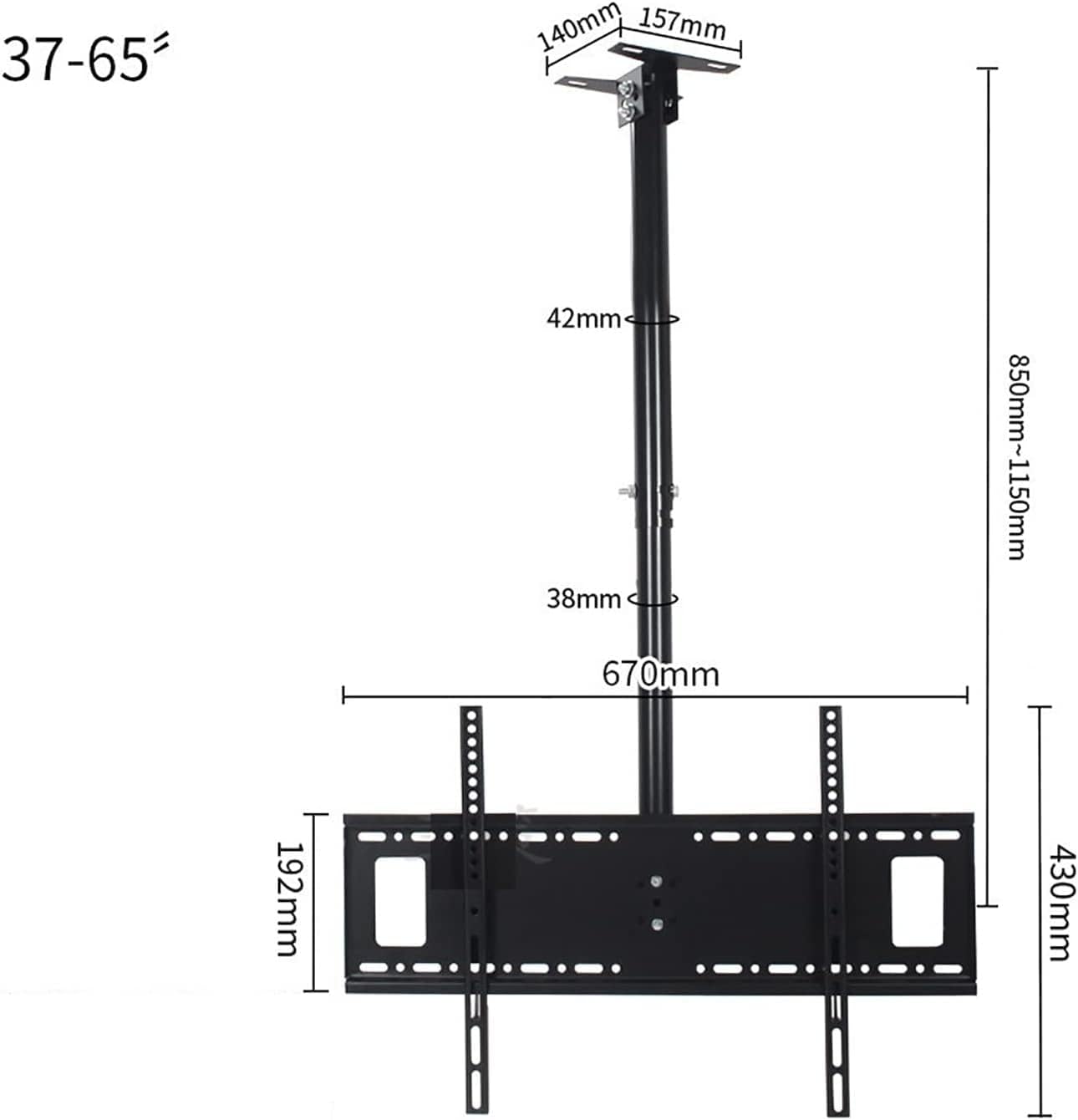 TV Stand TV Unit, Ceiling TV Mount, Adjustable Height Telescoping Tilt and Swivel, TV Pole Holds Up to 82lbs/37.5kg, Max VESA 600x400mm TV Mount TV Stand