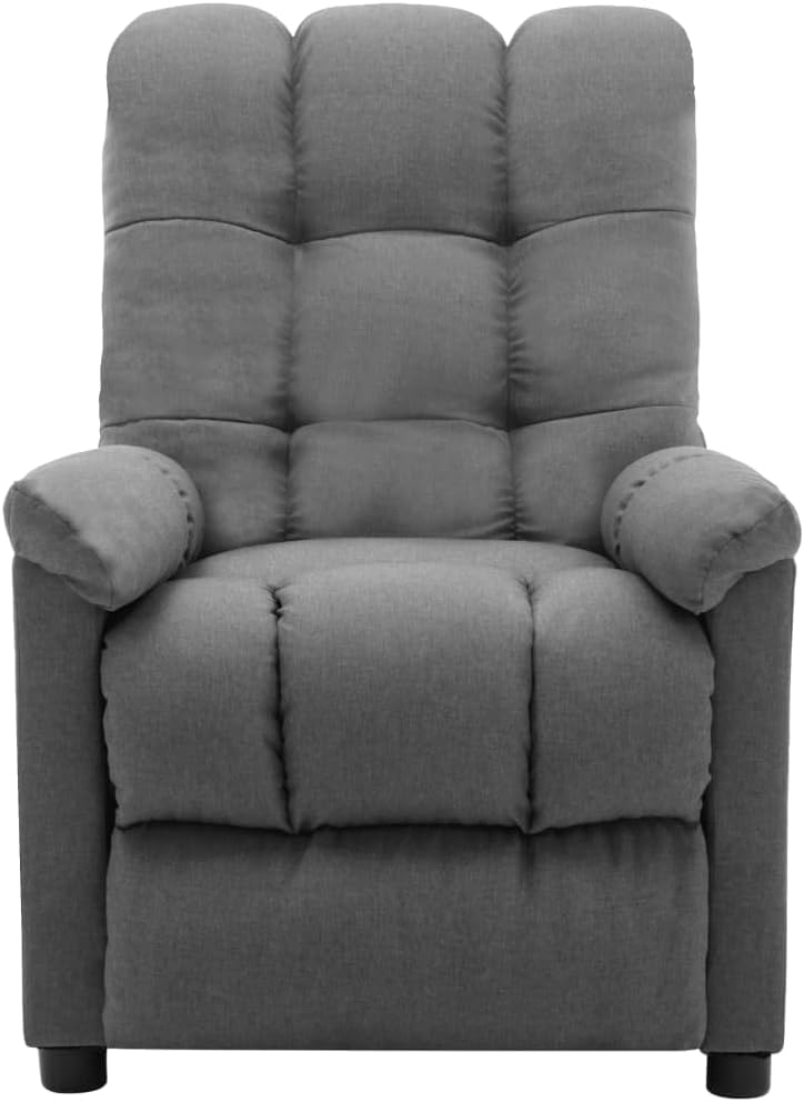 vidaXL Recliner Chair, Leisure Lounge Recliner for Home Theater Cinema, Adjustable Versatile Sleeper Chair for Living Room, Light Gray Fabric