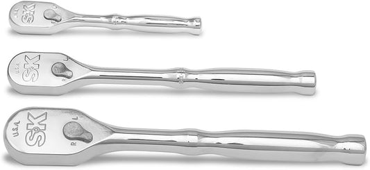 SK Tools USA 1/4", 3/8" & 1/2" Drive, 3 Piece LP90 Teardrop Ratchet Set | 80240