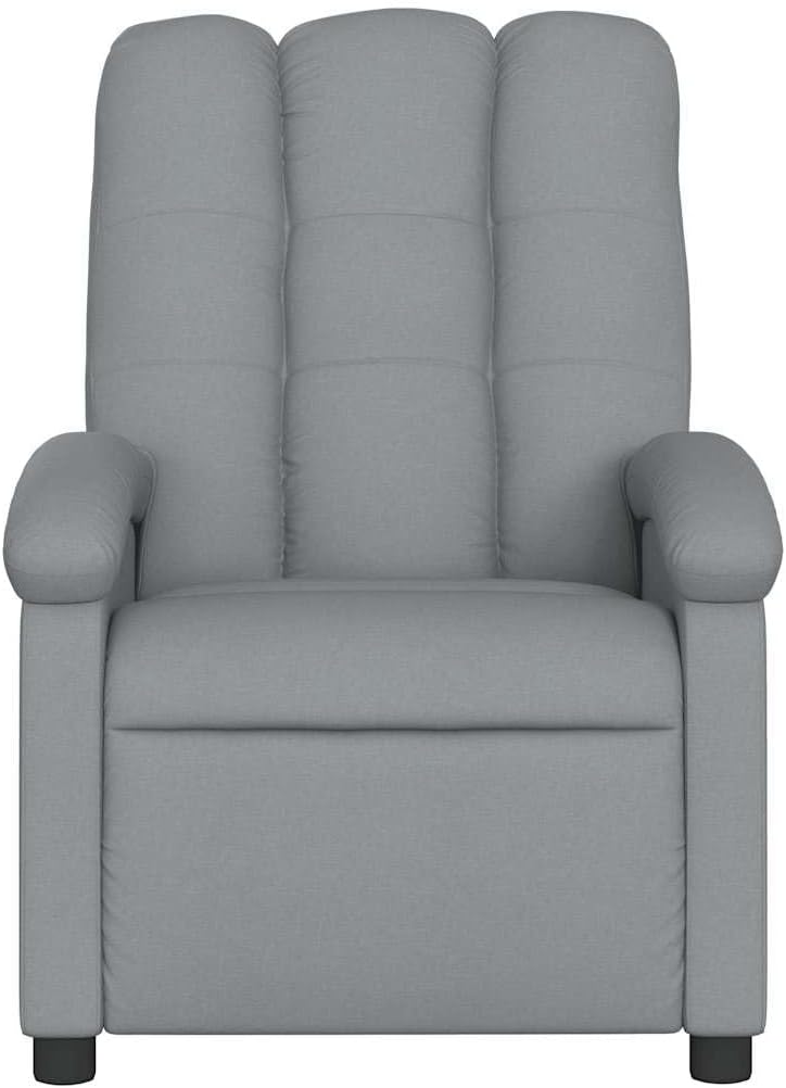 vidaXL Light Gray Fabric Massage Recliner Chair - Manual Tilt, Vibrating Home/Living Room Lounger with USB, Comfy Armrest, Side Pocket