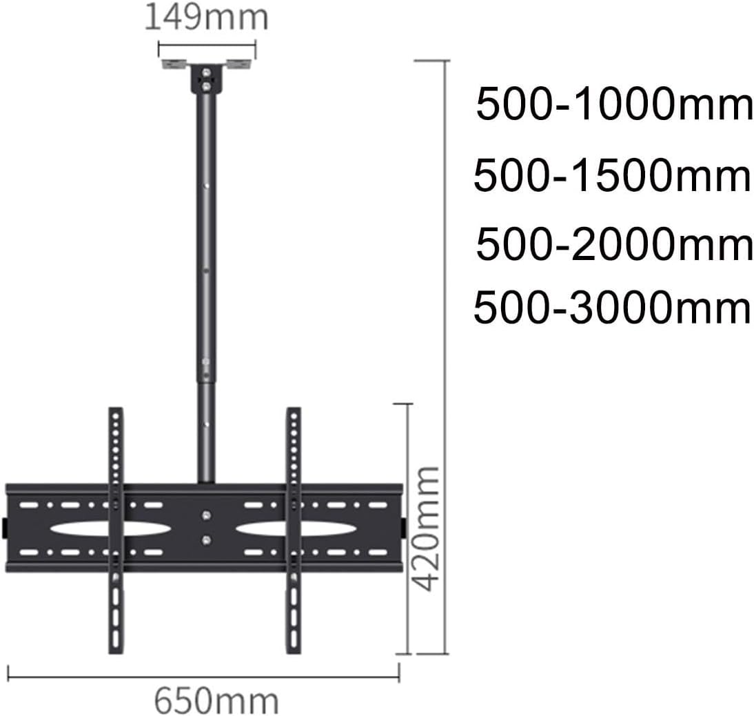 Adjustable Ceiling TV Mount Bracket,Adjustable LCD TV Ceiling Mount for 40-75 Inch Flat Panel TVs, Max Weight 110 Lbs(500-3000mm)