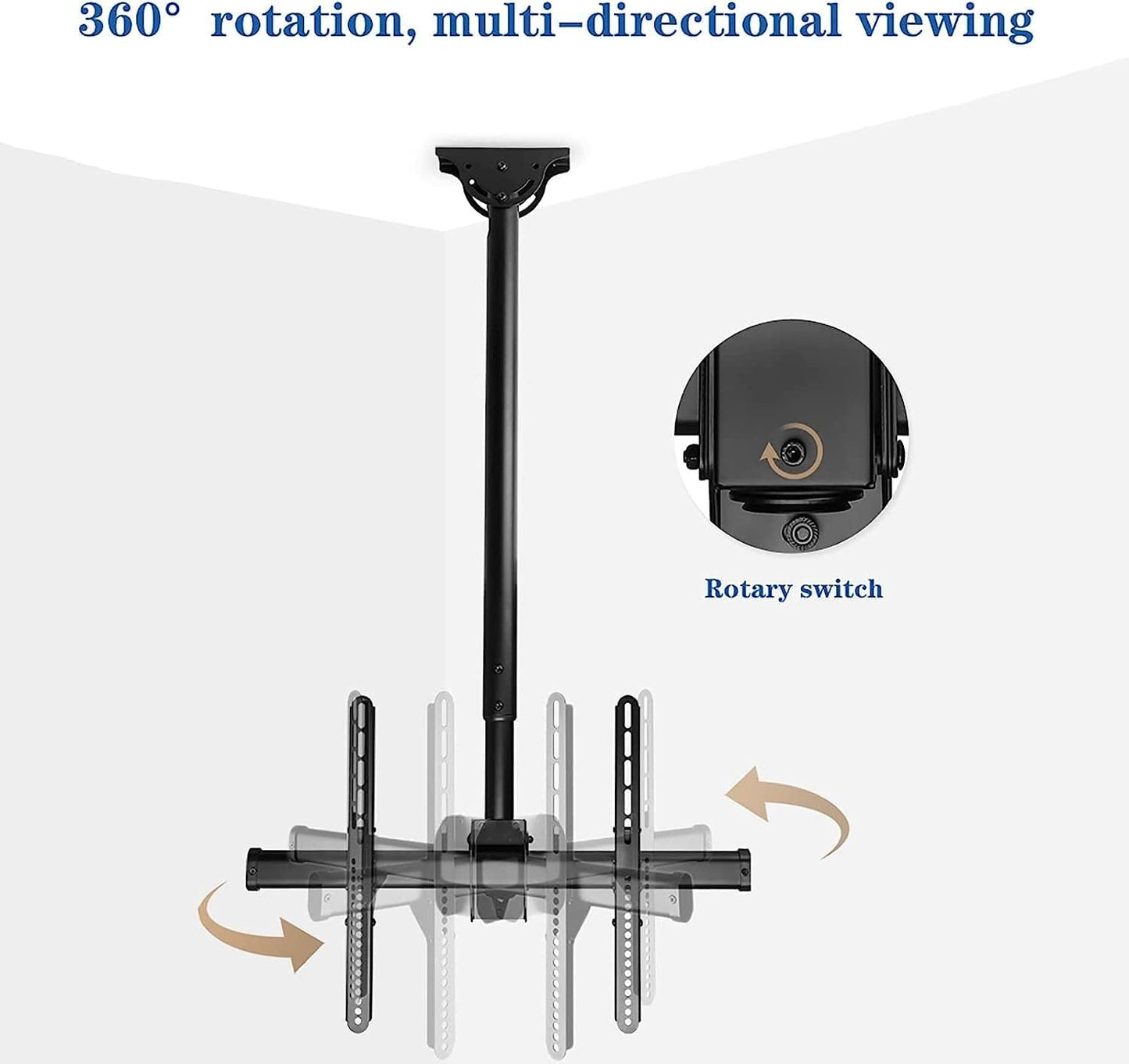 TV Ceiling Mount, 360° Rotation Swivel Tilt Full Motion Bracket, Fits 32-72/37-80 Inch Flat Screen, Max Loading Up to 110 Lbs TV Mount TV Stand (80inch)