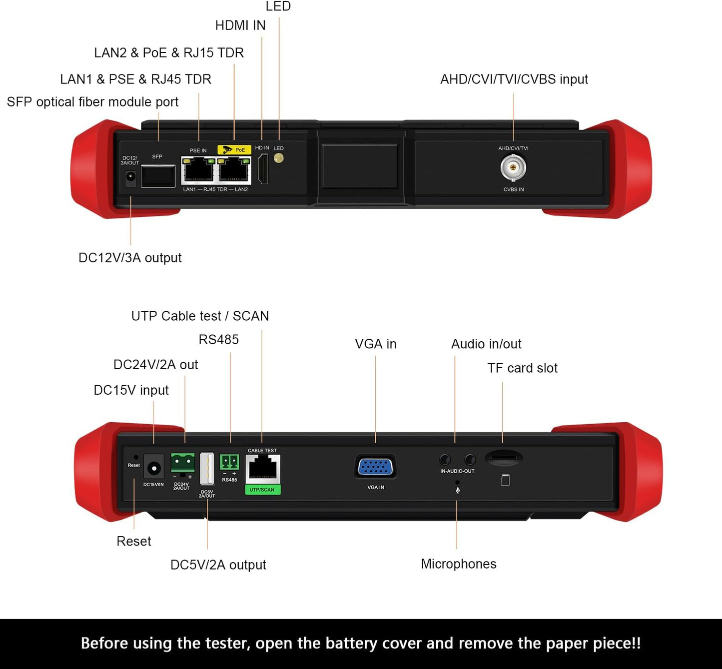 4K 12MP IP Camera Tester, WANLUTECH 90W PoE Power Output 8'' Touchscreen CCTV Test for 8MP TVI CVI AHD CVBS Cameras, SFP Test, RJ45 Cable TDR Test, WiFi Network Tools, HDMI VGA (E89)