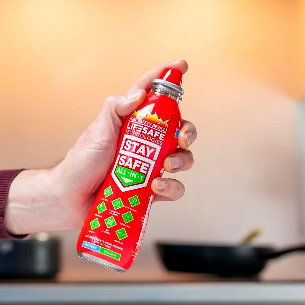 StaySafe All-in-1 Portable Fire Extinguishing Spray By LifeSafe Technologies | Compact Fire Extinguisher For 10 Types of Fires | Non-Toxic, Non-Hazardous & Eco-Friendly