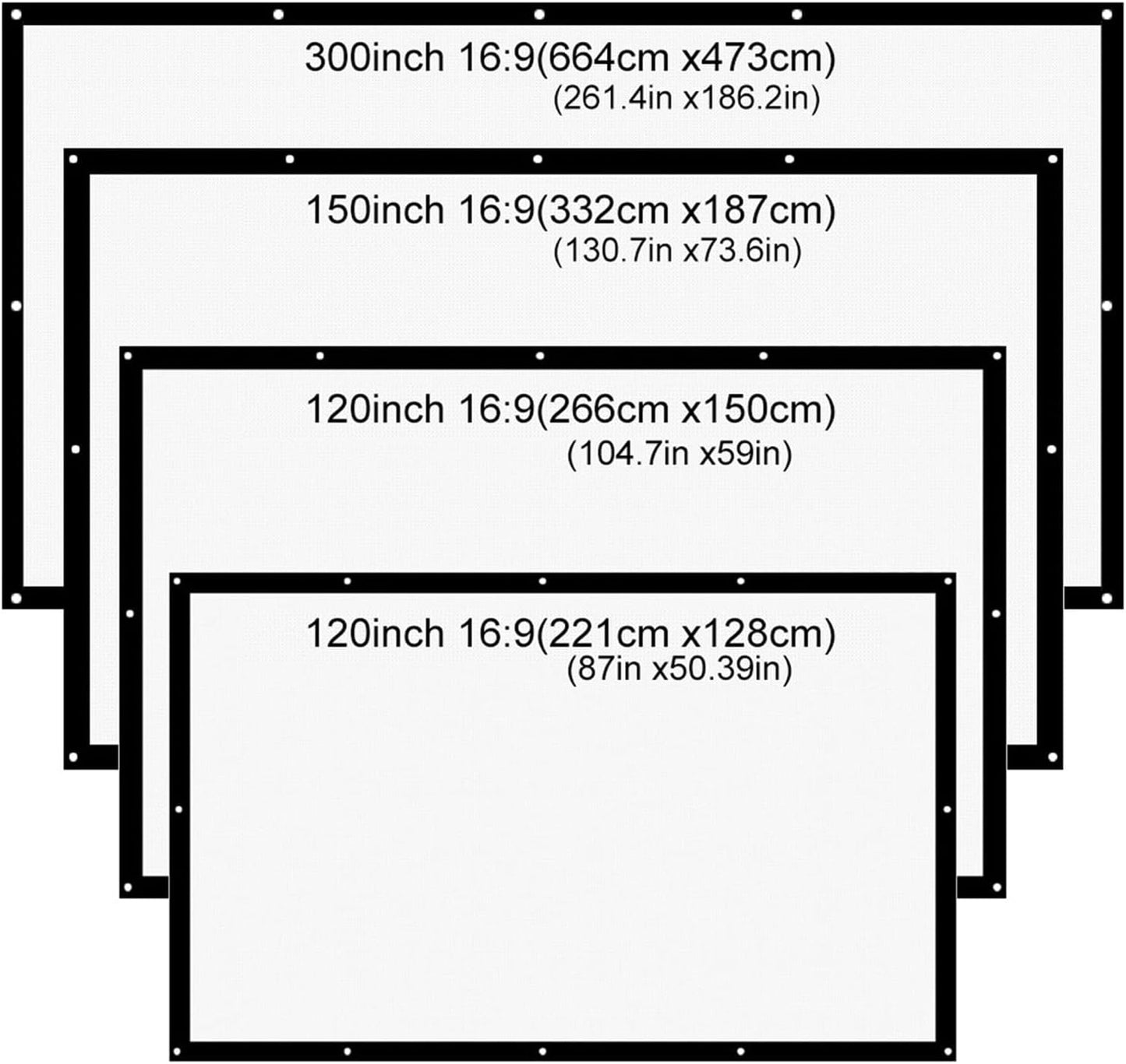 16:9 180 200 250 300 Inch HD Matt White Anti-Crease Projection Screen Wall Mounted Home Theater Big Canvas (Color : 0 Size : 300 inch) (250 inch)