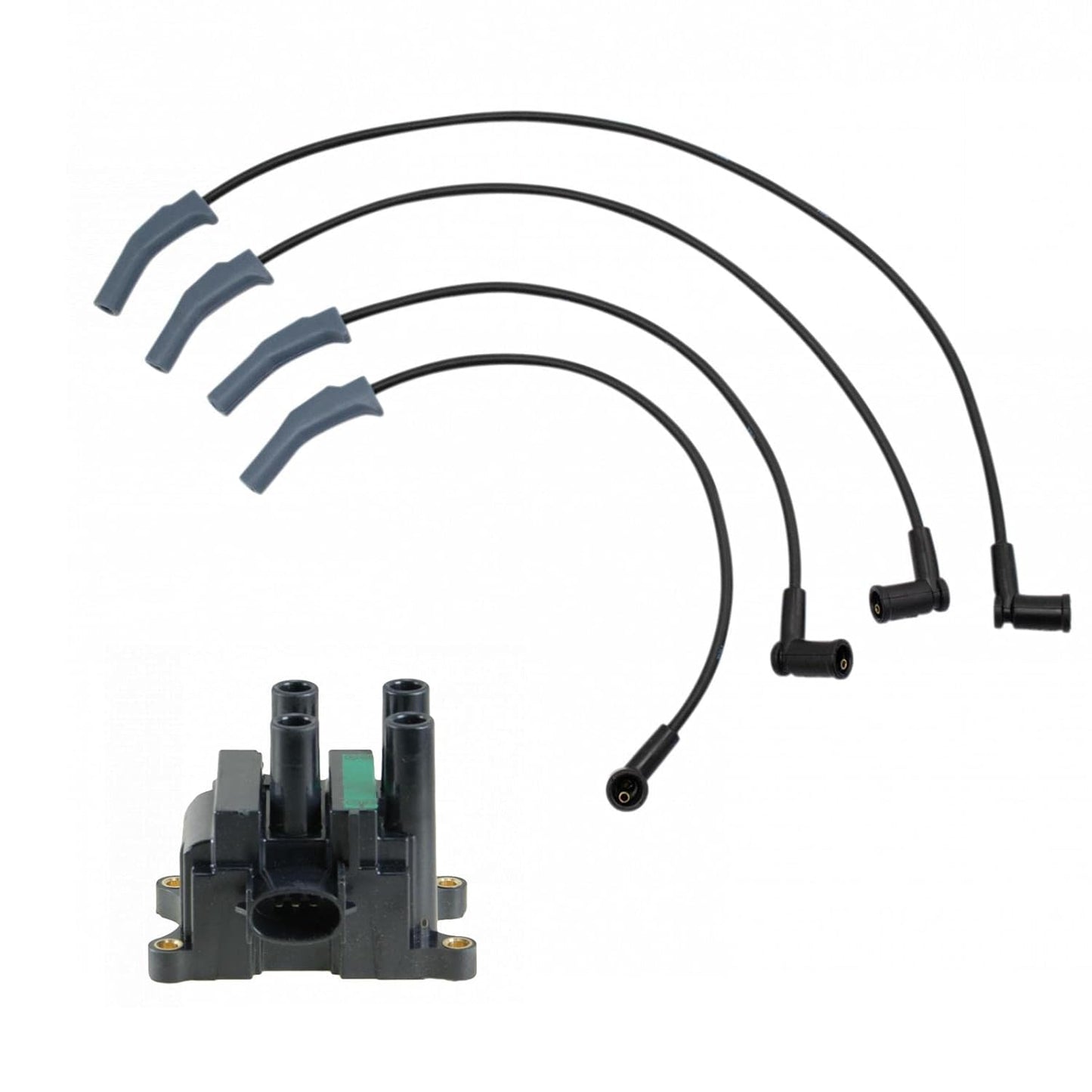 TRQ Ignition Kit Ignition Coil Spark Plugs Wire Set Compatible with 2003-2004 Ford Focus