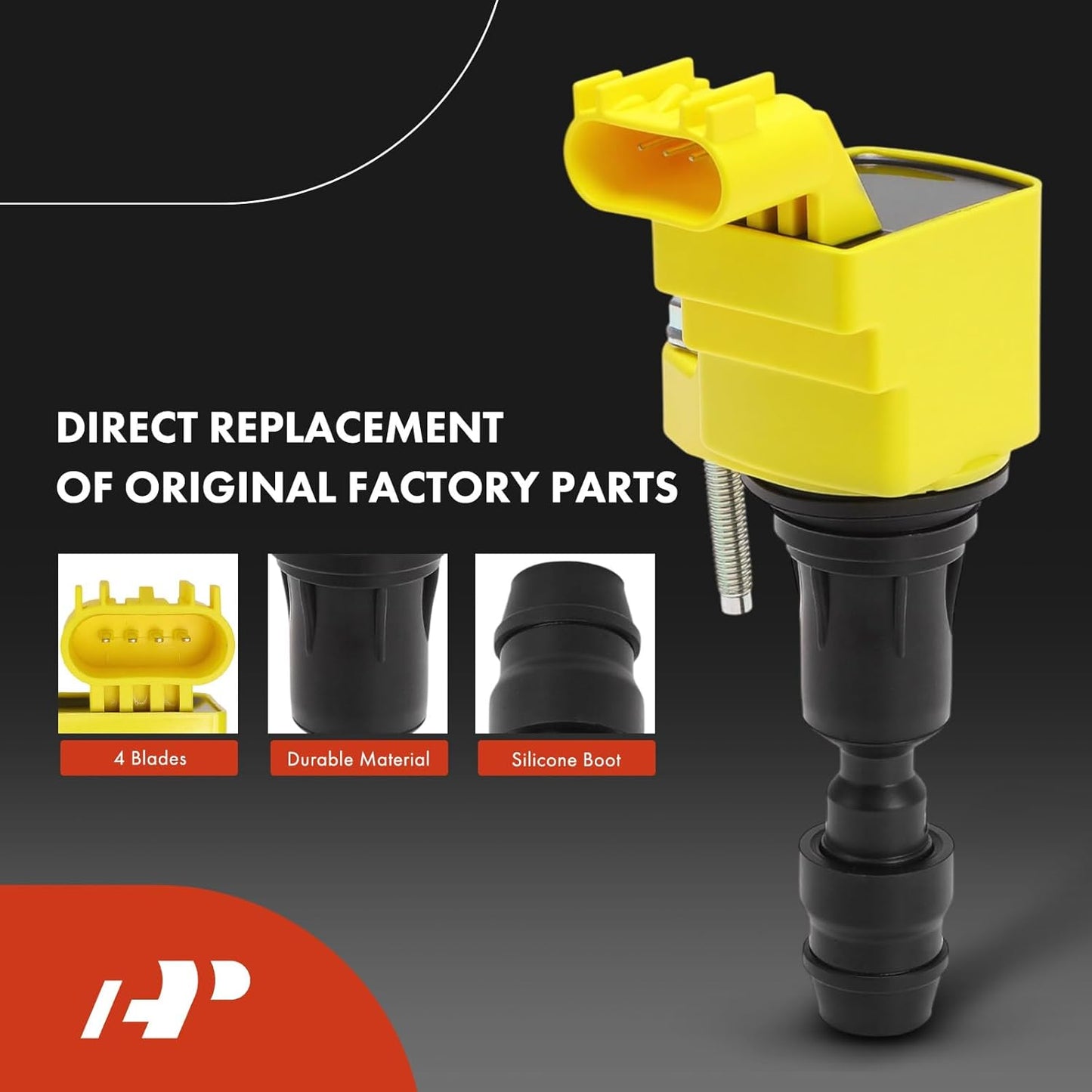 A-Premium Yellow Set of 8 Ignition Coil Pack and Iridium Spark Plugs Compatible with Chevrolet Equinox, Malibu, Captiva Sport & GMC Terrain & Buick LaCrosse, Verano, Regal & Saab & Saturn & Pontiac