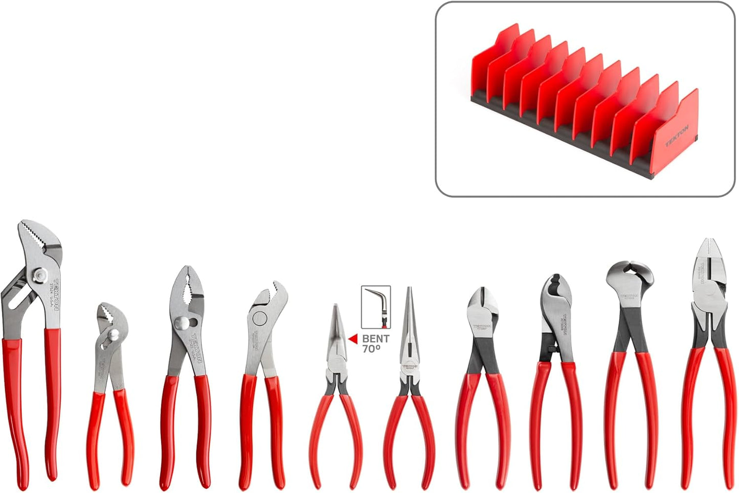 TEKTON Gripping and Cutting Pliers Set with Rack (10-Piece) | PLR99201